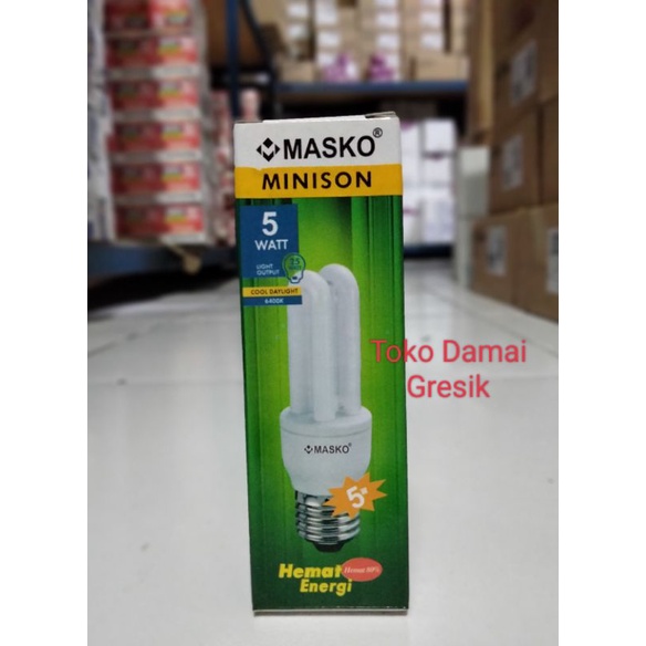 Cuci Gudang Lampu Hemat Energi Bohlam Masko Essential Minison 2u 5 watt Putih