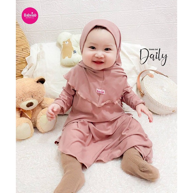 Babyjab Gamis set Daily  Hijab Anak Bayi  - Baby Jab Setelan Gamis Anak Perempuan 1 2 3 4 5 6 7 Tahun