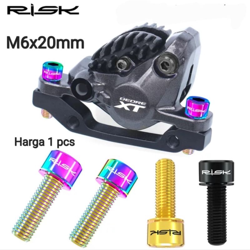 Risk Baut Titanium M6 Baut Caliper  Sepeda Baut Arm Crank Hollowtech 2 Baut kaliper rem Sepeda