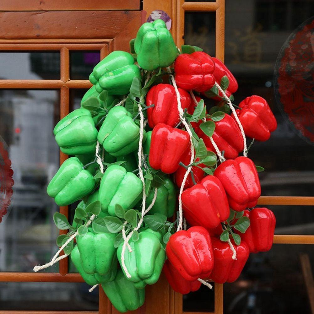 Chookyy Sayuran Artificial Jagung Bawang Putih Gaya China Restoran Cabai Palsu Lada Wall Decor String Pendant Dekorasi Dapur Sayuran Palsu