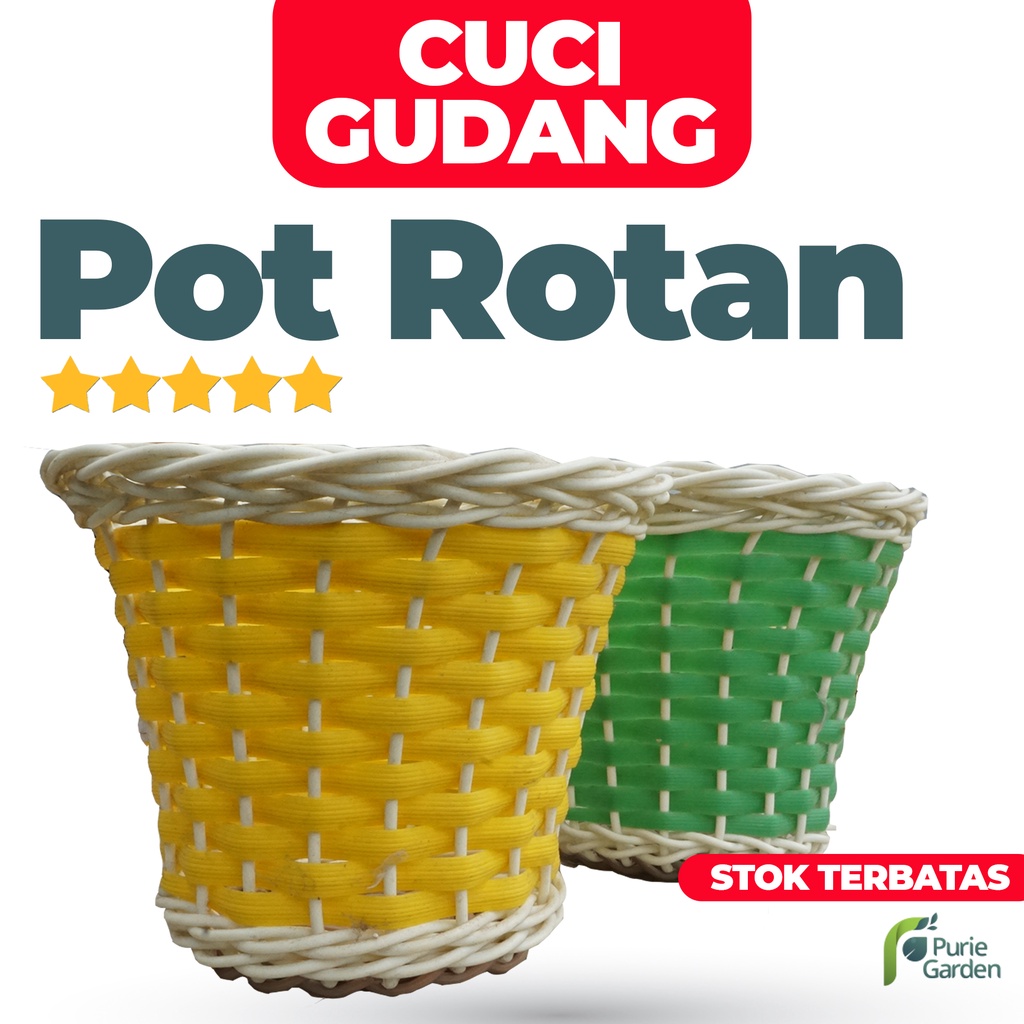 CUCI GUDANG Pot Rotan Ayaman Bambu Super Cantik TERBATAS