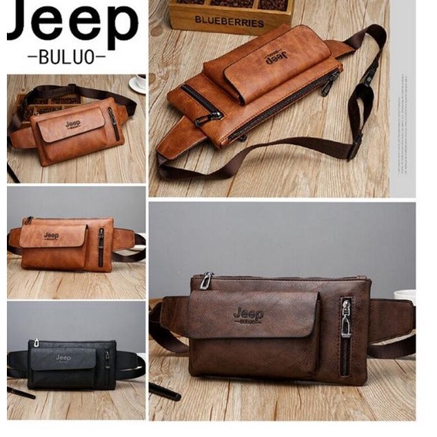 TG08 Tas Pinggang Selempang Pria Original Jeep Buluo Import - khaki