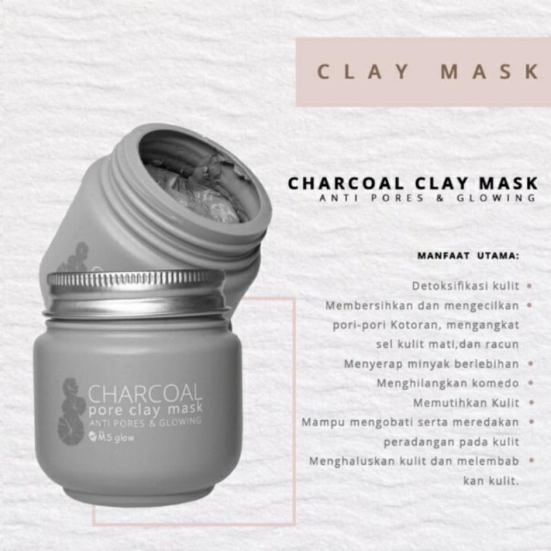 0MS Glow Charcoal Clay Mask/ Masker Wajah MSGlow Claymask Termurah Original Asli Terbaru BPOM