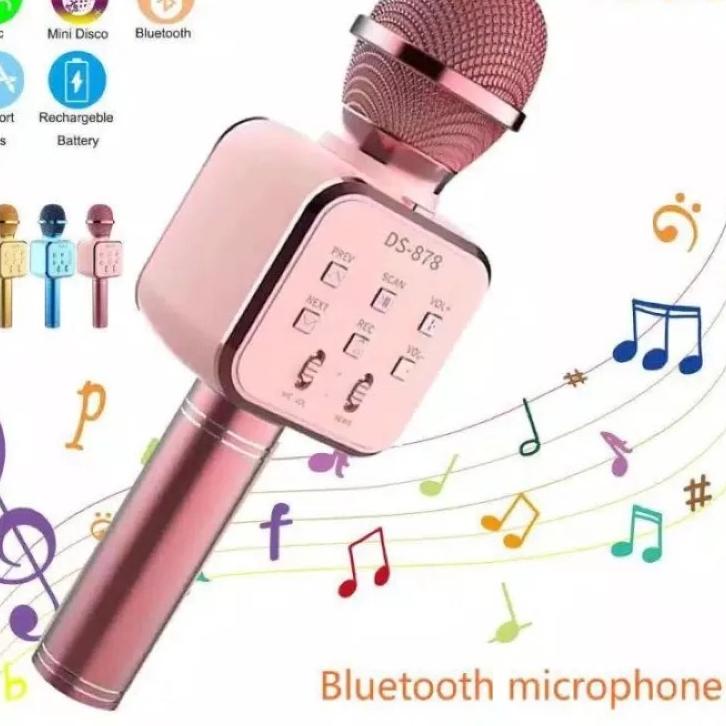 Tren Terbaru Mikrofon Bluetooth Karaoke DS878 Microphone Mic Wireless DS-878 Tanpa Kabel Mix KTV