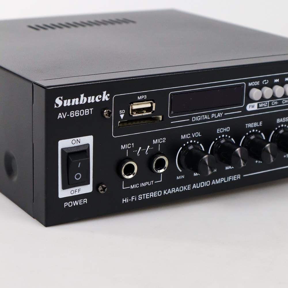 Sunbuck Audio Bluetooth 5.0 DAC Home Stereo Amplifier 2 Channel with Remote 2000 W - Black - 4PSK06BK