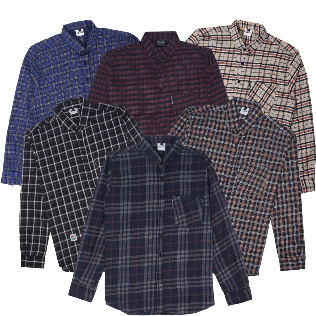 Scommer Flannel Shirt Navy Box, Navy Line, Deep blue Box, Maroon Line, Khaki Box, Orange Line, Web L
