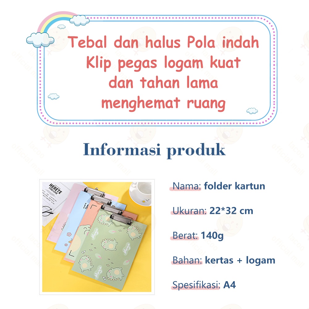 Lacoo Papan ujian aesthetic papan jalan A4 papan clipboard dino Alas ujian