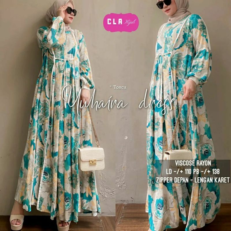 Yuhaira Dress, GAMIS MUSLIM CANTIK BUSUI FIT XL LD 106 BAHAN VISCOSE RAYON IMPORT ZIPPER BUSUI TERMURAH OOTD