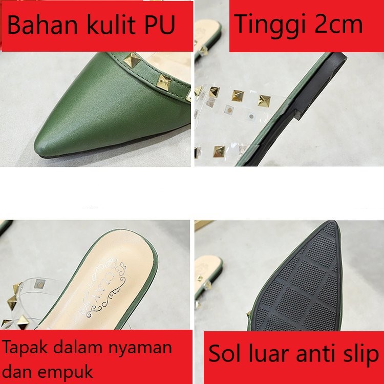 FD Sandal Wanita Cantik Slip On Import Terbaru Sendal Flat Kekinian Cewek Korea DI-050