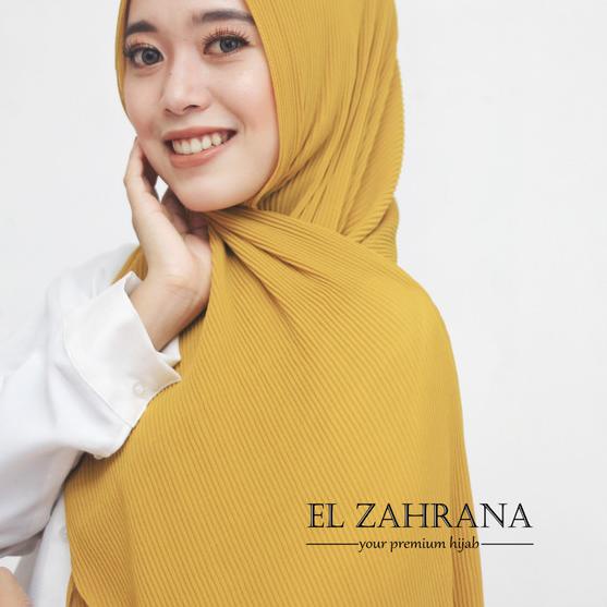 Pashmina Plisket Full Tanpa Garis Tengah Ceruty Babydoll El Zahrana - Hitam