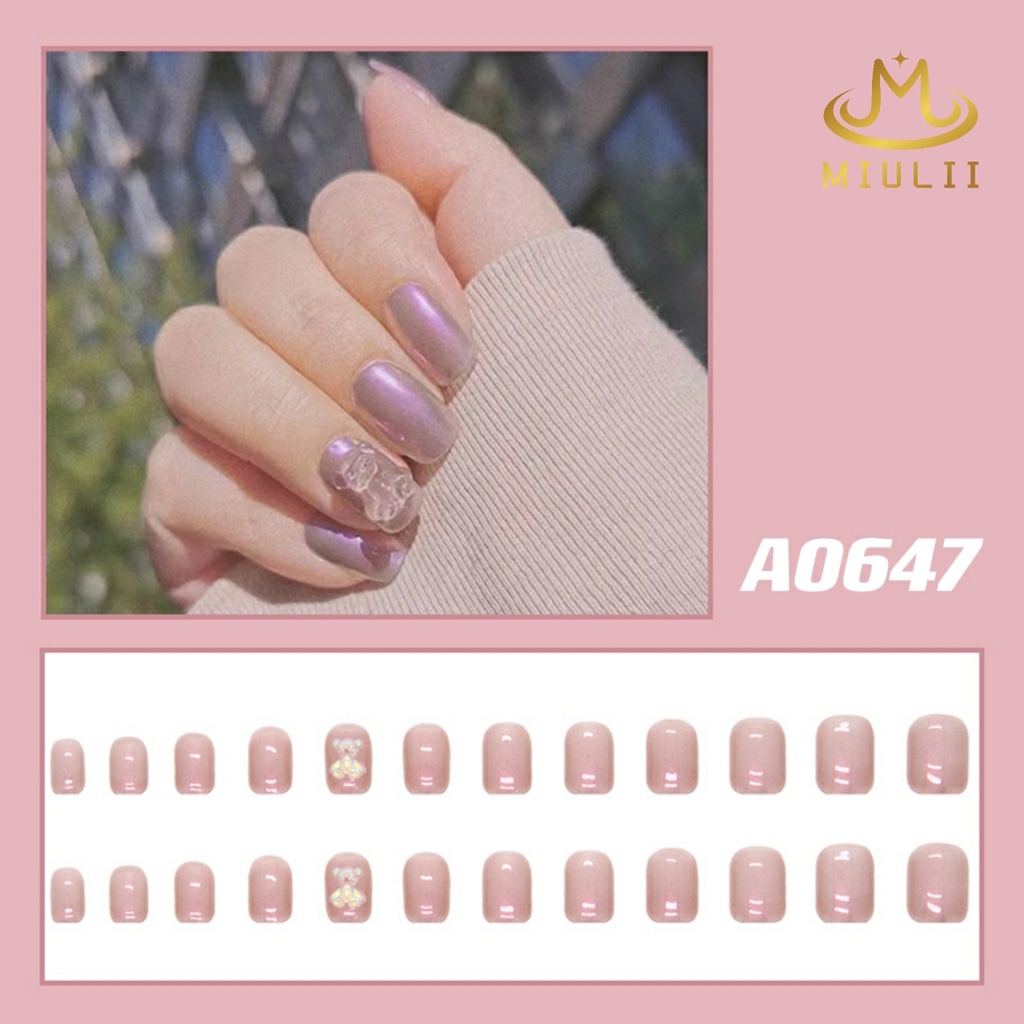 MIULII / KUKU PALSU   A0647  / 24PCS / 3D / NAIL ART / PREMIUM / CUTE / FREE LEM JELLY / KUTEK