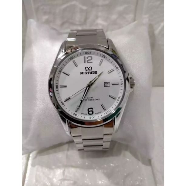 jam tangan pria;MIRAGE M8710BRP silver~ORIGINAL~WATER RESISTANT~TGL~STAINLESS ANTI KARAT