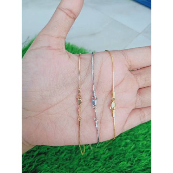 kalung perak asli silver 925 lapis emas/kalung kasandra flexy+liontin salib polos/asli silver/fashion wanita