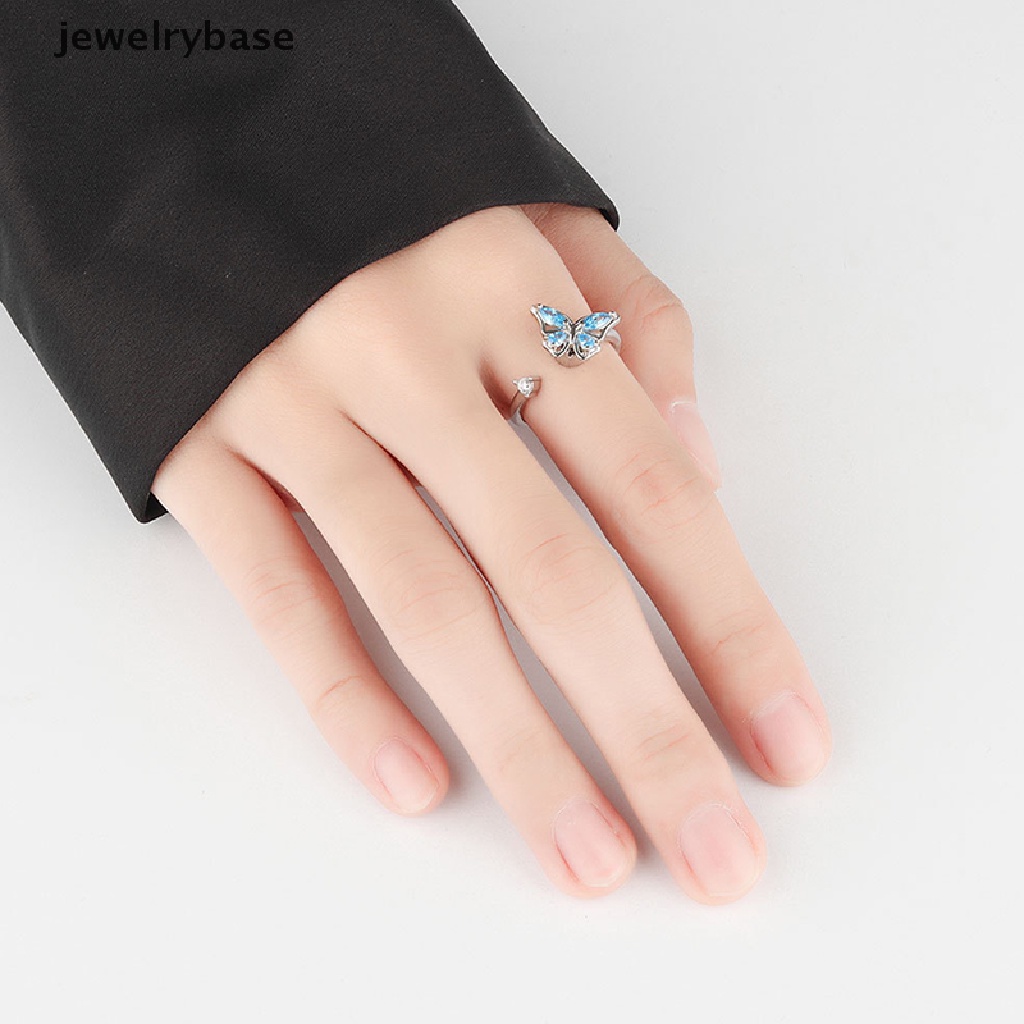 Cincin Adjustable Desain Kupu-Kupu Hias Berlian Imitasi Anti Stress Untuk Wanita