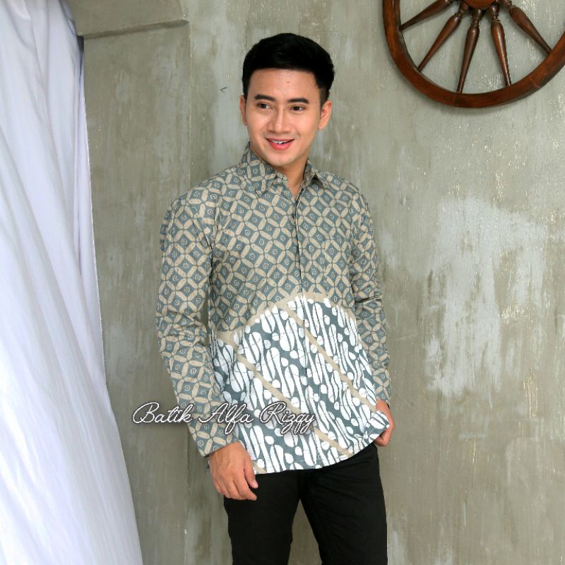 Batik Pria Lengan Panjang BATIK BANY HRB026 motif KERATONAN Kode 002 size M L XL XXL Reguler