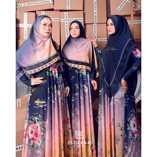 Dresscode Fashion Show Padusi Ramo Ramo Eldeena Syari Gamis Syar'i Set Khimar Ceruty Printing Scraf 