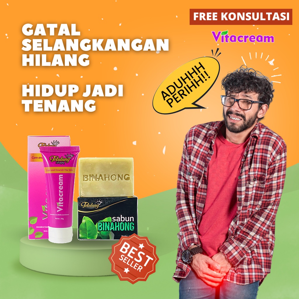 Salep Obat Gatal Selangkangan Kemaluan Hitam Akibat Jamur Paket VITACREAM dan SABUN BINAHONG