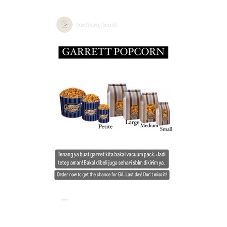 

garett popcorn size m