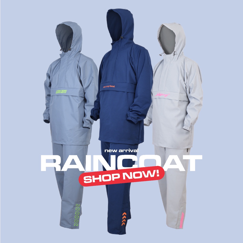 Jas Hujan Deloza Jas Hujan Saku Kangguru Pria Wanita Dewasa Anti Air Bahan Taslan Import Raincoat Unisex Waterproof