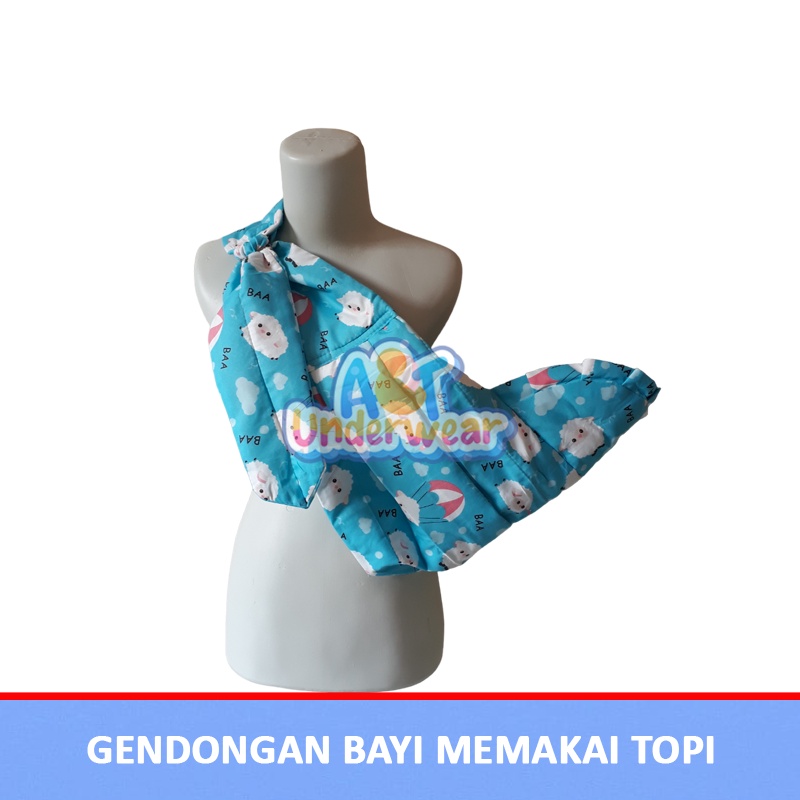 AT132-Gendongan bayi motif karakter memakai topi