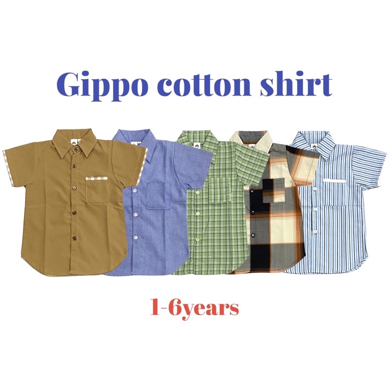 Gippo cotton shirt 1-6th kemeja pendek anak