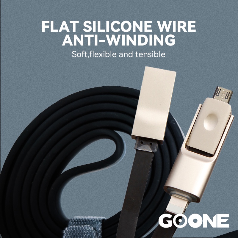 GOONE Kabel Data Charger 2 in 1 Lightning Dan Micro USB Fast Charging Android Apple 120cm