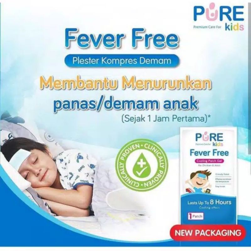 ❤ZJ❤ PURE Kids Fever Free / Plester Kompres Demam Bayi dan  Anak PURE Kids