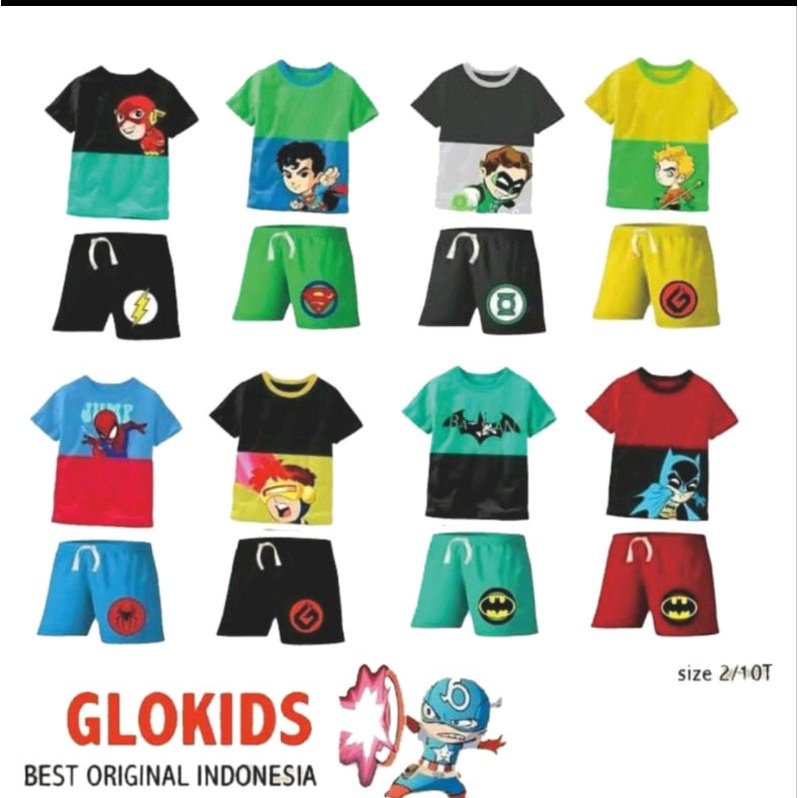 Setelan Superhero Anak I  Set Anak Laki  Laki 2-7 Tahun I Baju Anak Glokids