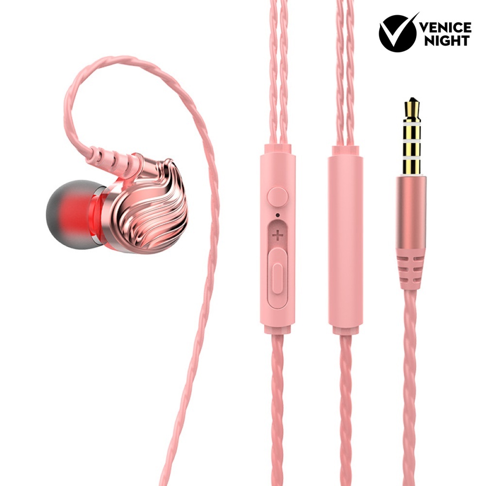 (VNEP) (Berkabel) S8 Quad-core Dual Moving Coil 3.5mm In-Ear HiFi 6D Earphone Musik Stereo