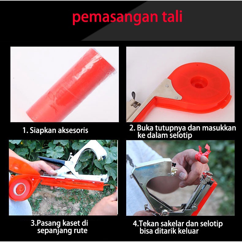 Tapetool Hand Tying Machine Alat Pengikat Lanjaran Tanaman Paket Refill Mujati Agrostar Set Tape Tool Isi 20 Roll