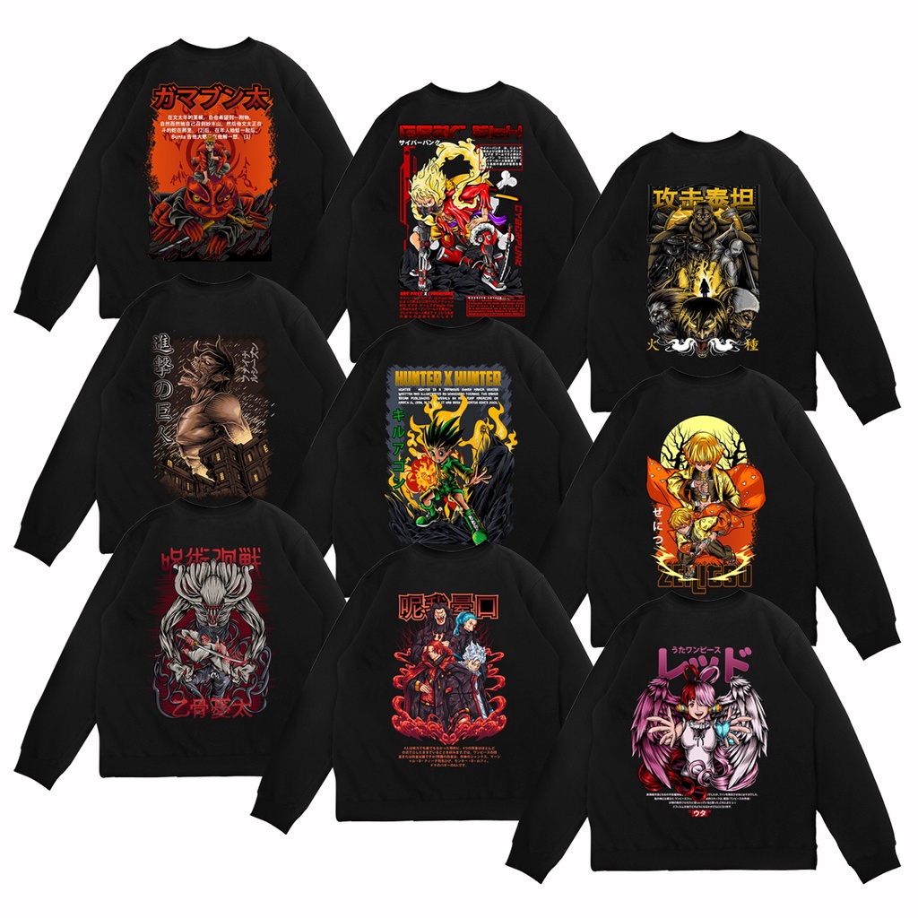 Sweater Crewneck Eren Yeager Attack On Titan AOT Shingeki no Kyojin Anime Manga Sweater Battle Of Libery Sweater One Piece Luffy Monkey Sweater Gabunto Naruto Sweater Killua Gon Hunter x Hunter HxH Sweater Uta One Piece Sweater Yunkou  SIGN CLOTH