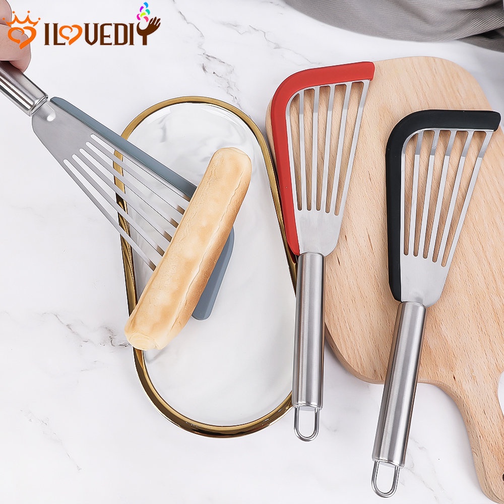 Spatula Masak Pancake / Steak / Ikan / Telur Goreng Bahan Stainless Steel Anti slip / Lengket