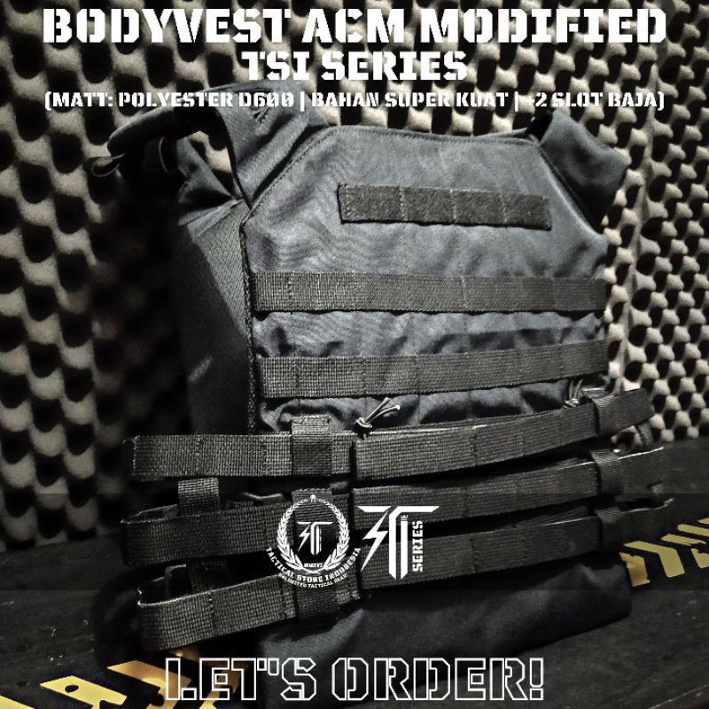 Body Vest ACM Modified - Bodyvest Tactical Hitam Hijau Loreng TSI Series