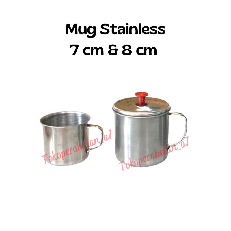 Mug stainless mini 7cm (2pcs)/Mug tutup stainless 8cm (1pc)/Cangkir stainless /cangkir tutup 555/mug