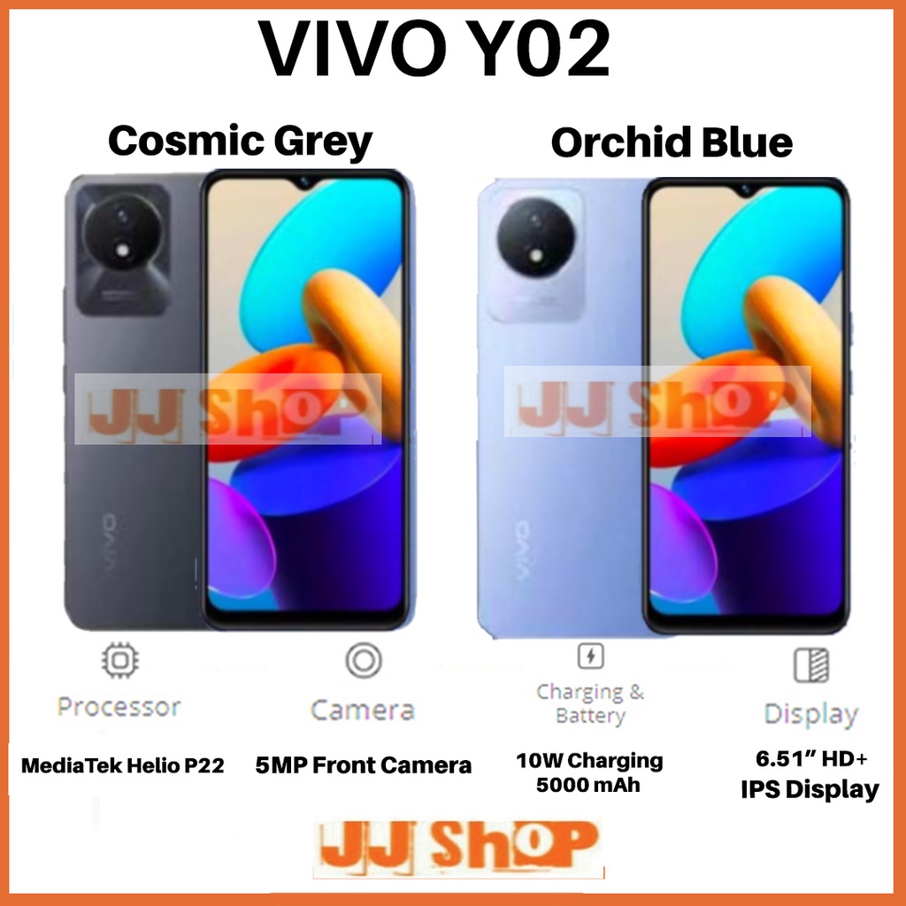 VIVO Y02t 4/64 GB &amp; Y02 3/32 GB RAM 4GB 3GB ROM 64GB 32GB GARANSI RESMI