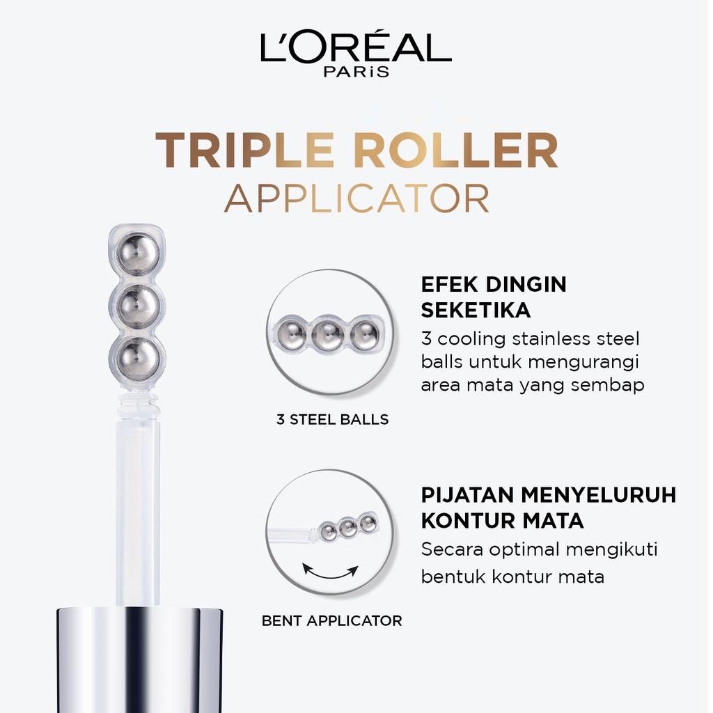 ★ BB ★ L'Oreal Paris Triple Roller 2.5% Hyaluron + Caffeine Eye Serum - Hyaluronic Acid Serum Mata - Loreal