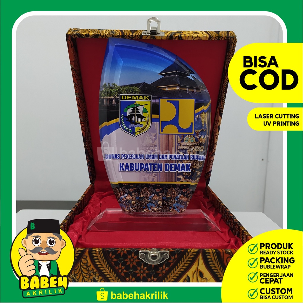 Plakat Akrilik Custom + Box Kristal/Bevel  Kualitas Mewah / Plakat UV Printing