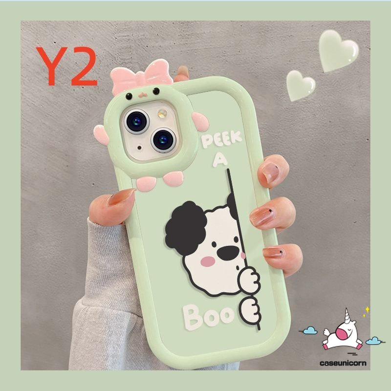 Casing Samsung A04s A12 A04E A14 A23 A04 A03 A13 A53 A52 A50 A22 A71 A50s A32 A02s A21s A03s A73 A51 A52s A30s A11 A33 A31 Kartun 3D Busur Mosnter Lensa Beruang Lucu Puppy Soft Cover