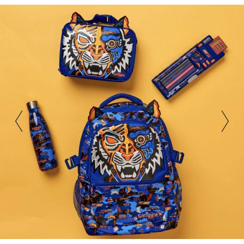 Smiggle Hey Tiger Blue Backpack Lunchbox Pencil Case