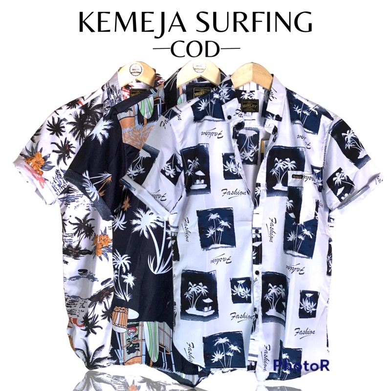 Kemeja Pria Motif Lengan Pendek Hem Pantai Baju Distro