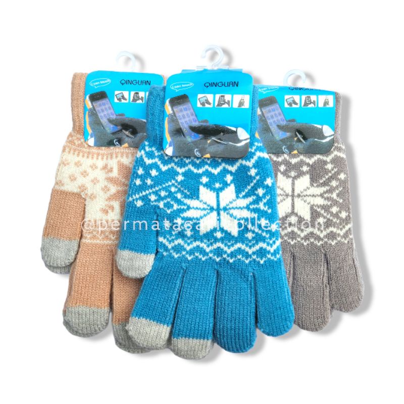 Sarung Tangan Pria Wanita Glove Women Men Gloves Touchscreen Winter Rajut Tebal Dewasa Pengendara Motor Biker Cuaca Musim Dingin Hangat Bahan Wol Wool Gunung Luar Negeri Import 2