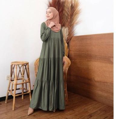 INAYA DRESS/GAMIS POLOS/KATUN RAYON PREMIUM - Hitam, L