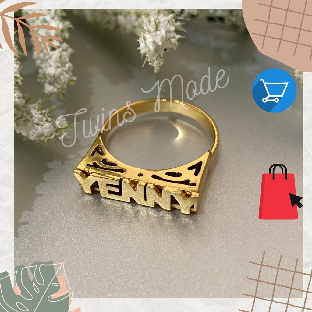 Cincin Batik Ukir Cetak Nama 3D Europe Style Tersedia 3 Warna