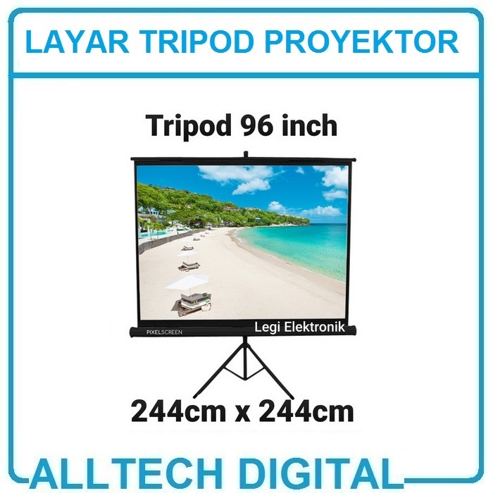 Pixel Layar Tripod Proyektor 96 Inch Projector Screen