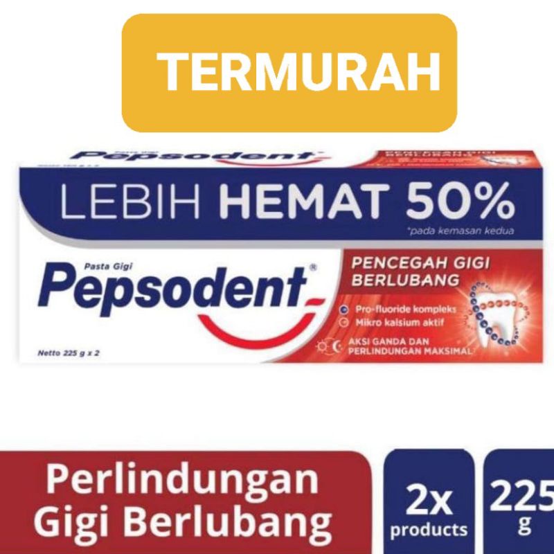 Pepsodent Pencegah Gigi Berlubang 225gr isi 2