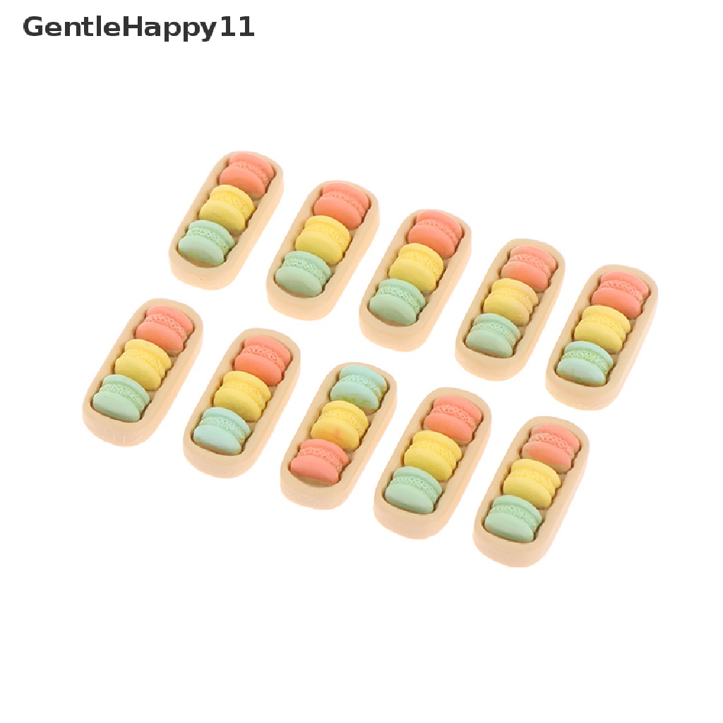 Gentlehappy 10pcs / Set Mainan Miniatur Makanan Penutup / Biskuit / Macaroon Untuk Dekorasi Rumah Boneka