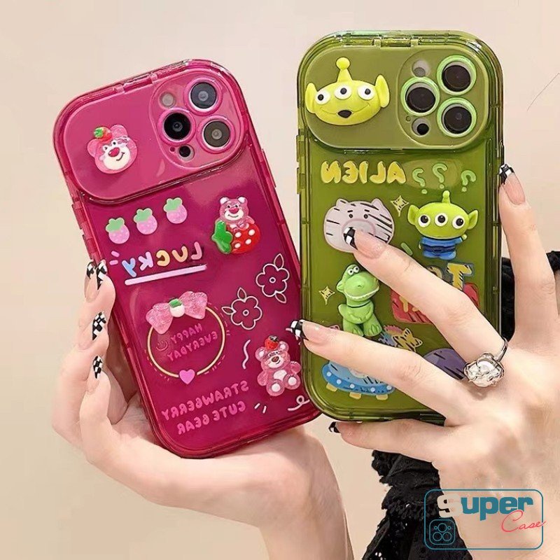 Soft Case Cermin Makeup Model Flip Desain Disney Toy Story Alien 3D Untuk IPhone 11 14 12 13 Pro MAX 7 8 XR 14 Plus X XS MAX SE 2020
