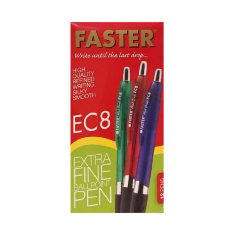 Pulpen/Ballpoint Faster EC-8 Tinta Hitam - Ecer &amp; Grosir- SHSNP