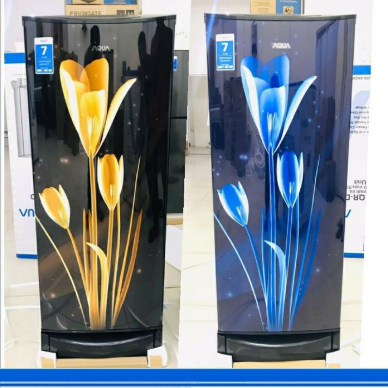 AQUA KULKAS LEMARI ES PENDINGIN REFRIGERATOR FRIDGE 1 PINTU MOTIF BUNGA FLOWER POLOS AQR D190 S/LS/D