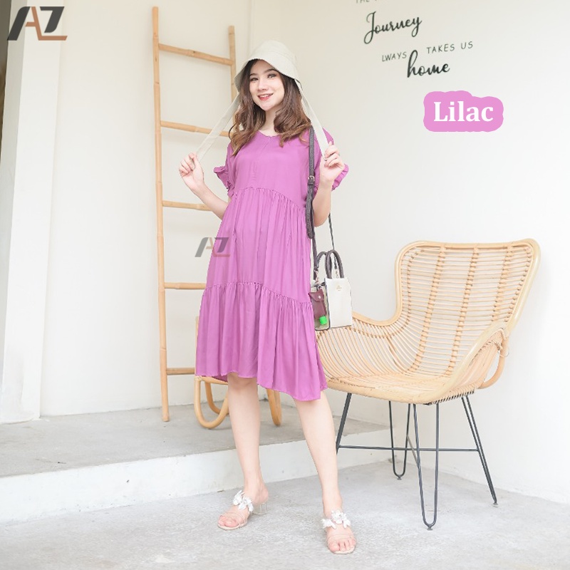 Dress Pendek Wanita Busui Rayon Premium / Baju Daster Busui Bumil Kekinian Resleting Depan Home Dress Ruffle Polos Pendek Selutut Wanita Modern Rayon Premium